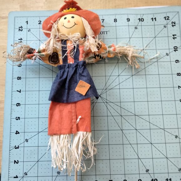 Celebrate Harvest Scarecrow Floral Pick Straw Sunflower Print Autumn Fall - Picture 3 of 8